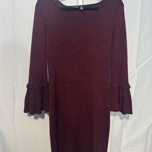 Nina Leonard Maroon Long Sleeve Sweater Dress Size L